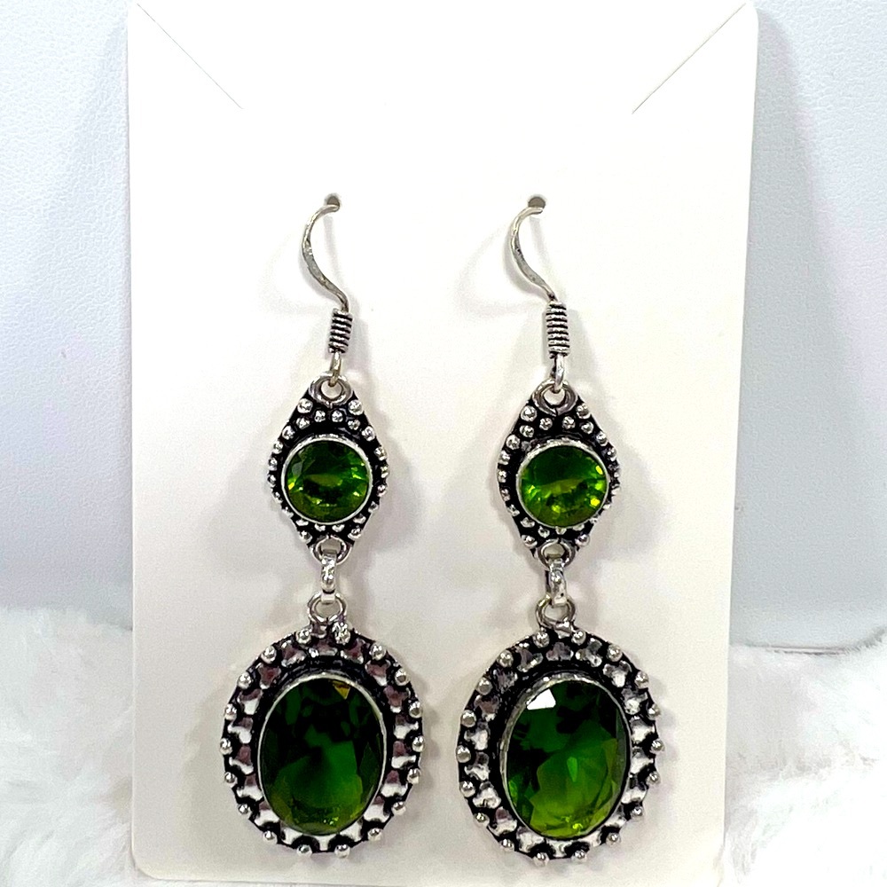 Peridot 925 synthetic Gemstone Earrings